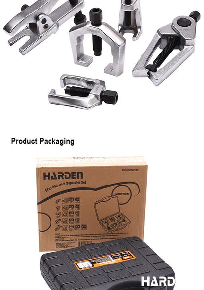 Jogo Extrator de Pivôs e Terminais HARDEN 5 Peças em Aço Carbono com Maleta