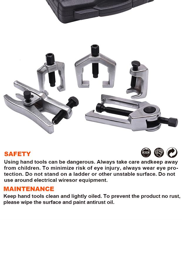 Jogo Extrator de Pivôs e Terminais HARDEN 5 Peças em Aço Carbono com Maleta