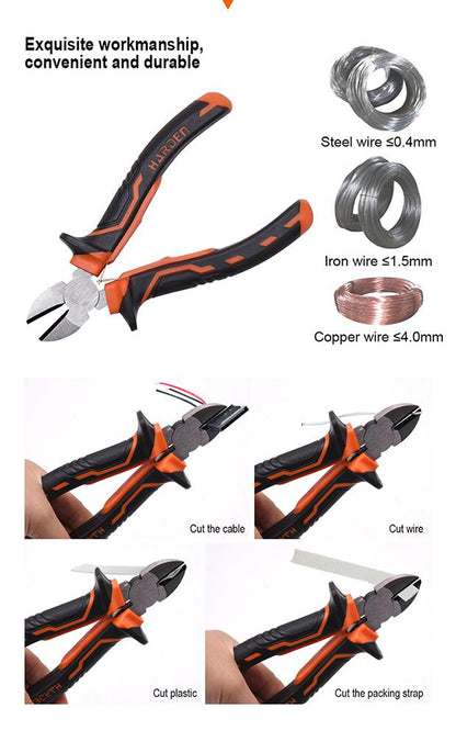 Alicate de Corte Diagonal Harden 6" (150 mm) e 8" (200 mm) – Aço Carbono com Cabo Antiderrapante