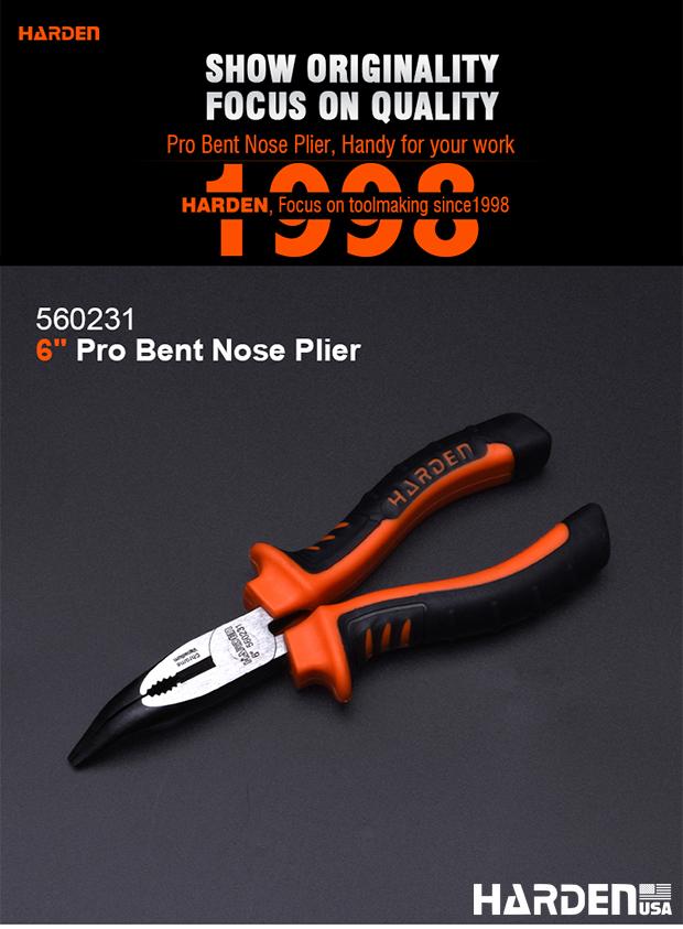 Alicate Bico Torto 150 mm (6") Harden – Aço CRV, Cabo Ergonômico e Acabamento Anticorrosão