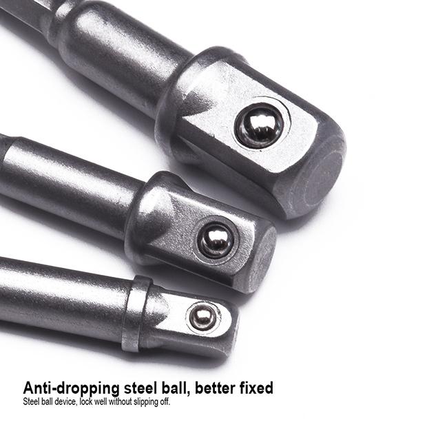 Jogo de Adaptadores Sextavados HARDEN 3 Peças – 1/4” (6,35 mm), 3/8” (9,5 mm) e 1/2” (12,7 mm) em Aço 40CR para Parafusadeiras e Hobistas