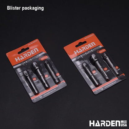 Jogo de Adaptadores Sextavados HARDEN 3 Peças – 1/4” (6,35 mm), 3/8” (9,5 mm) e 1/2” (12,7 mm) em Aço 40CR para Parafusadeiras e Hobistas
