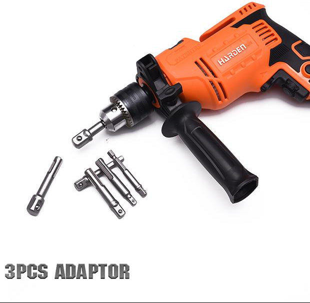 Jogo de Adaptadores Sextavados HARDEN 3 Peças – 1/4” (6,35 mm), 3/8” (9,5 mm) e 1/2” (12,7 mm) em Aço 40CR para Parafusadeiras e Hobistas