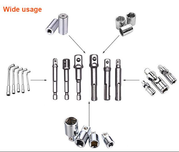 Jogo de Adaptadores Sextavados HARDEN 3 Peças – 1/4” (6,35 mm), 3/8” (9,5 mm) e 1/2” (12,7 mm) em Aço 40CR para Parafusadeiras e Hobistas