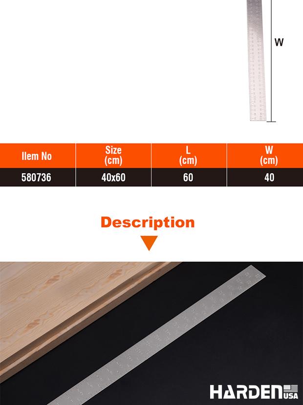 Esquadro de Aço Médio Carbono HARDEN 600x400mm (23,62x15,75") com Graduação em Alto-Relevo