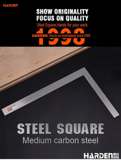 Esquadro de Aço Médio Carbono HARDEN 600x400mm (23,62x15,75") com Graduação em Alto-Relevo