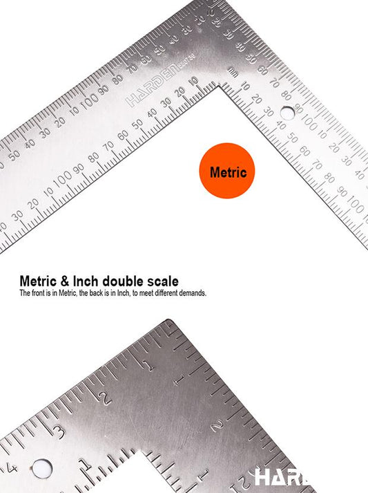 Esquadro de Aço Médio Carbono HARDEN 600x400mm (23,62x15,75") com Graduação em Alto-Relevo