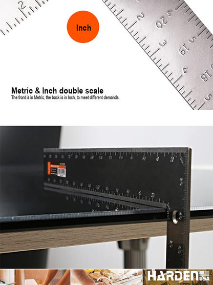 Esquadro de Aço Médio Carbono HARDEN 600x400mm (23,62x15,75") com Graduação em Alto-Relevo