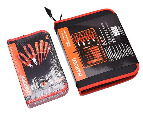 Jogo de Ferramentas Isoladas HARDEN 11 Peças – Certificado VDE/GS – Alicates, Chaves e Testador de Voltagem