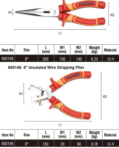 Jogo de Ferramentas Isoladas HARDEN 11 Peças – Certificado VDE/GS – Alicates, Chaves e Testador de Voltagem