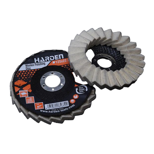 Disco de Polimento em Lã com Base de Fibra de Vidro HARDEN – 115mm e 125mm (4-1/2" e 5")