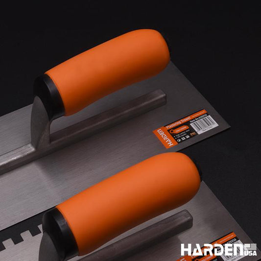 Desempenadeira HARDEN 280x120mm – Modelos Lisa e Dentada (8mm) com Lâmina em Aço Carbono e Cabo em TPR