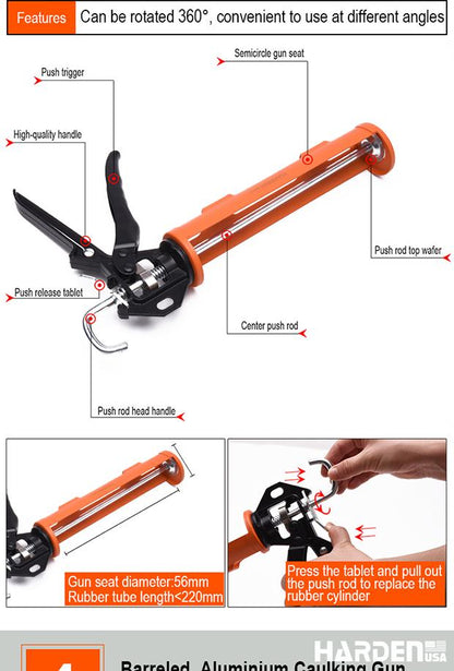 Aplicador de Silicone 15'' HARDEN em Alumínio com Alta Pressão