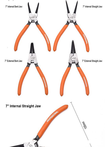 Jogo de Alicates para Anéis de Retenção 180 mm (7”) 4 Peças HARDEN em Aço Carbono Forjado