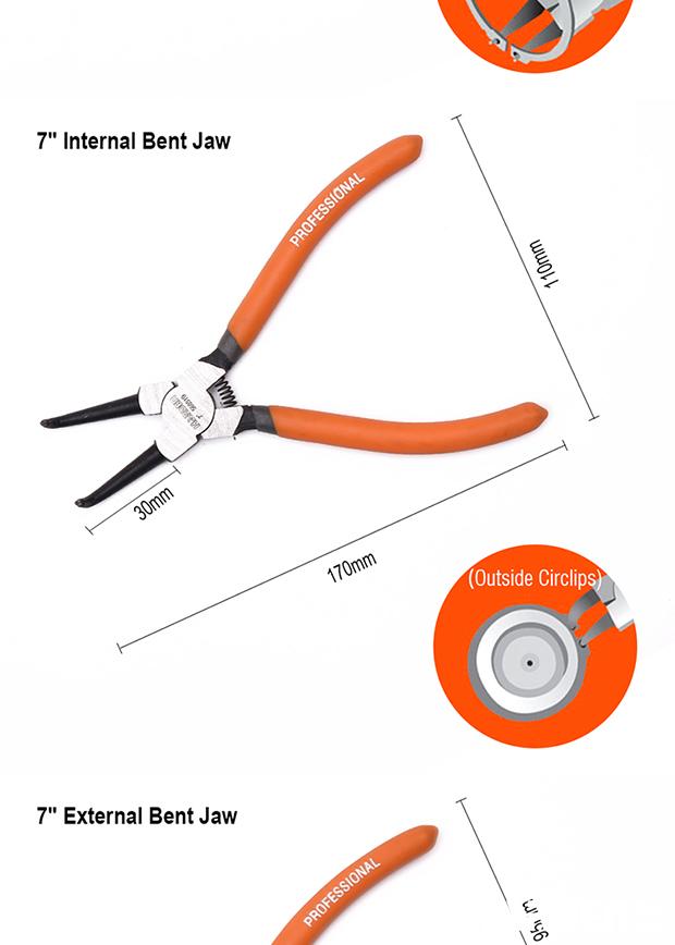 Jogo de Alicates para Anéis de Retenção 180 mm (7”) 4 Peças HARDEN em Aço Carbono Forjado