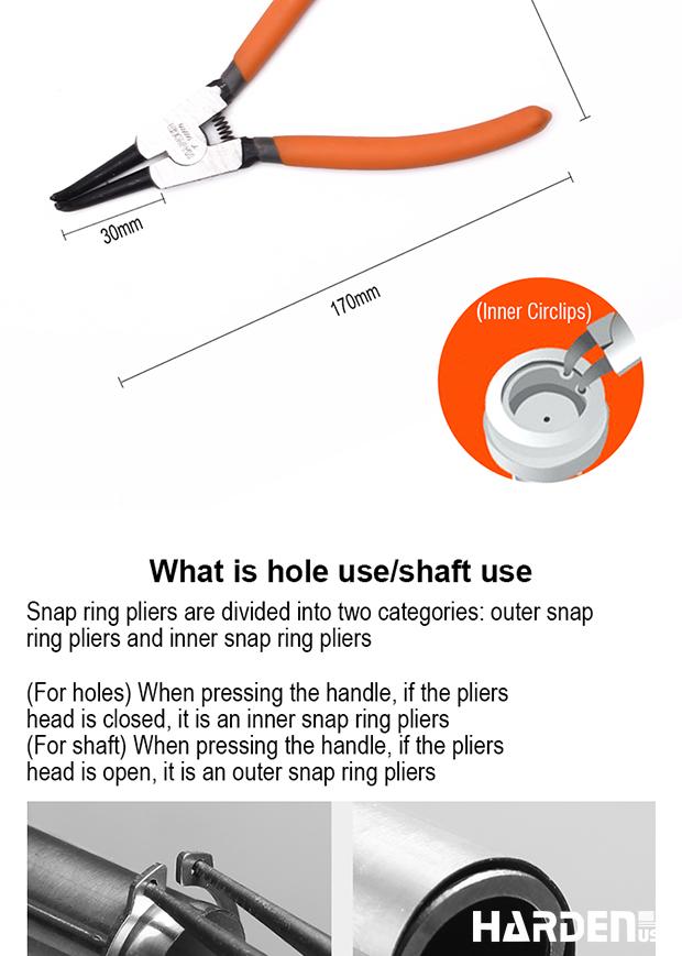 Jogo de Alicates para Anéis de Retenção 180 mm (7”) 4 Peças HARDEN em Aço Carbono Forjado