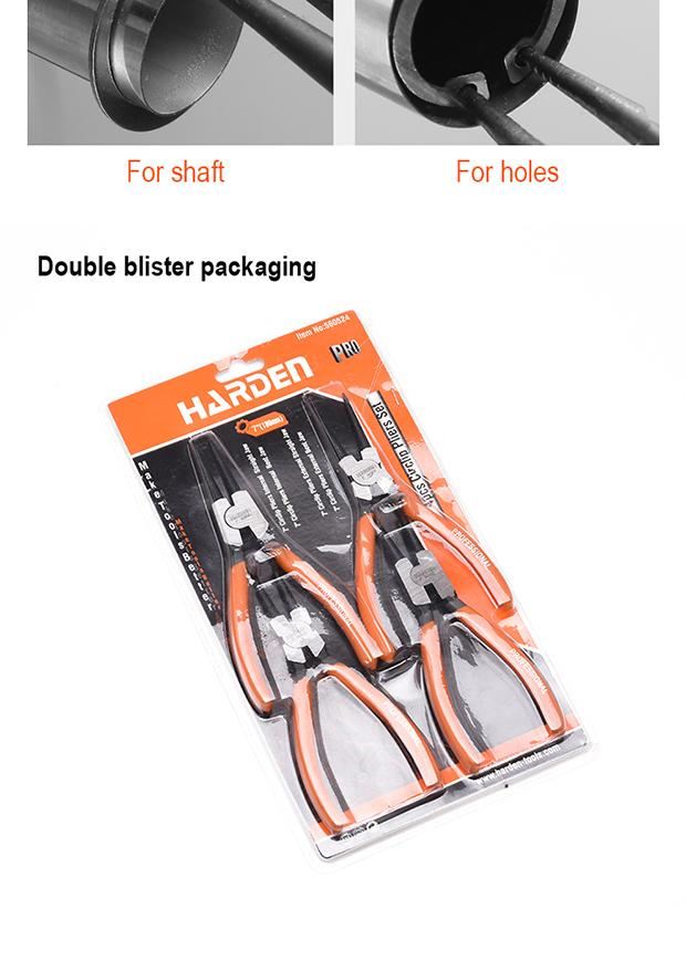 Jogo de Alicates para Anéis de Retenção 180 mm (7”) 4 Peças HARDEN em Aço Carbono Forjado