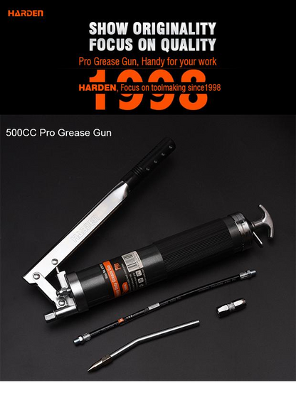 Pistola de Graxa Harden 500CC com Cabeçote Reforçado e Empunhadura Ergonômica