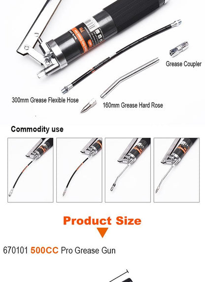 Pistola de Graxa Harden 500CC com Cabeçote Reforçado e Empunhadura Ergonômica