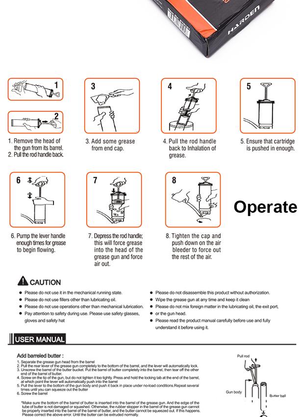 Pistola de Graxa Harden 500CC com Cabeçote Reforçado e Empunhadura Ergonômica