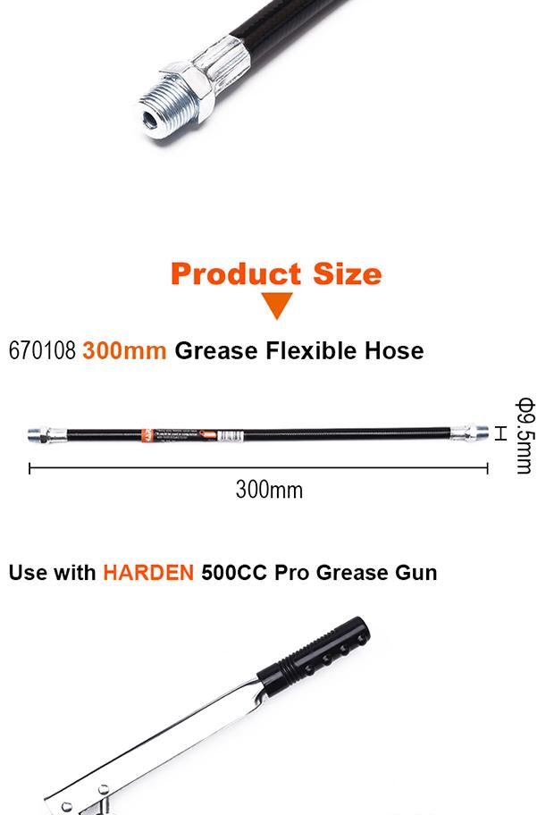 Mangueira Flexível de Graxa 300 mm Harden – Nylon Reforçado para Engraxadeiras