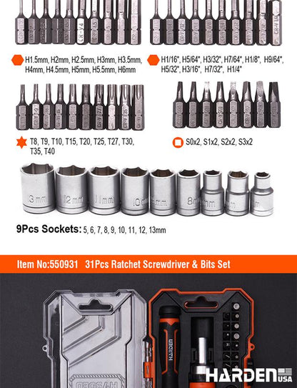 Conjunto de Chave de Catraca e Pontas de Chave de Fenda com 39 Peças