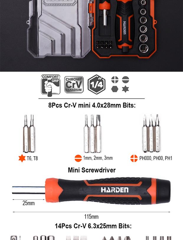 Conjunto de Chave de Catraca e Pontas de Chave de Fenda com 39 Peças