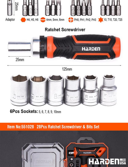 Conjunto de Chave de Catraca e Pontas de Chave de Fenda com 39 Peças