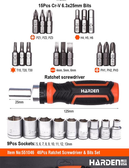 Conjunto de Chave de Catraca e Pontas de Chave de Fenda com 39 Peças