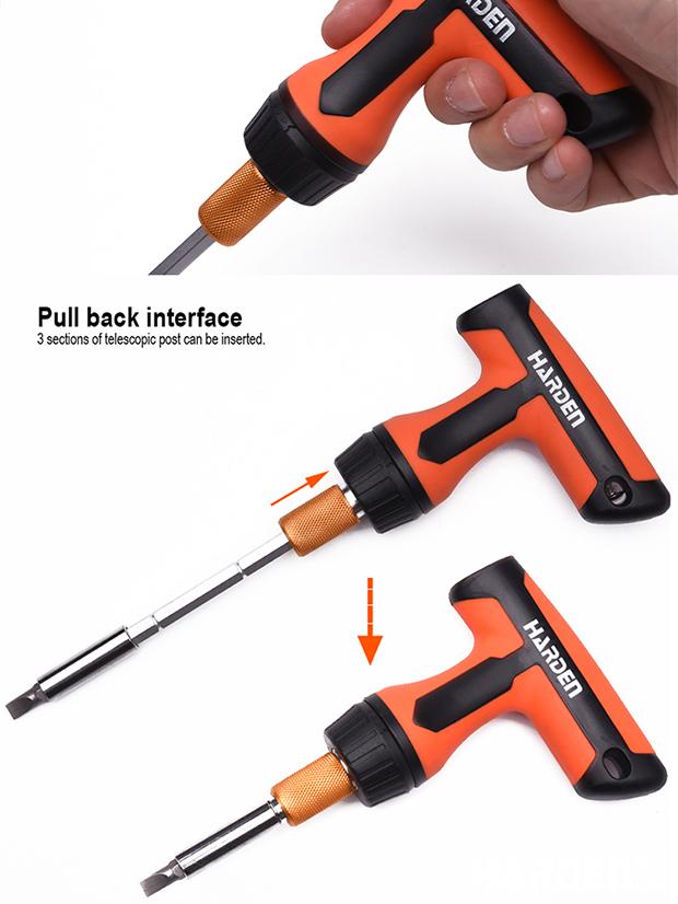 Jogo de Chave Catraca Tipo T com Bits HARDEN 46 Peças – Encaixe 1/4” (6,35 mm)