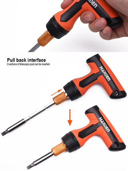 Jogo de Chave Catraca Tipo T com Bits HARDEN 46 Peças – Encaixe 1/4” (6,35 mm)