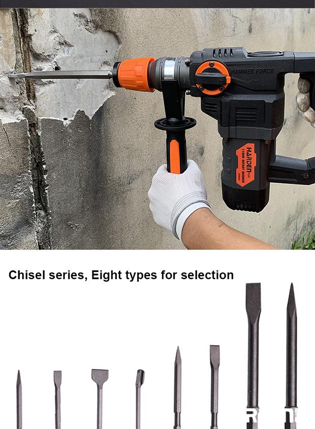 Talhadeira Encaixe Sextavado 17 mm x 280 mm HARDEN para Martelete Elétrico – Ponta ou Chata