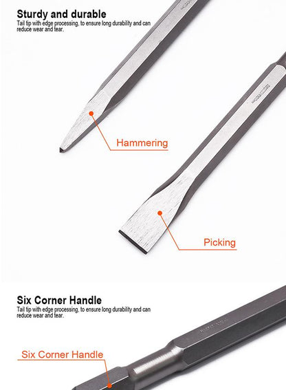 Talhadeira Encaixe Sextavado 17 mm x 280 mm HARDEN para Martelete Elétrico – Ponta ou Chata