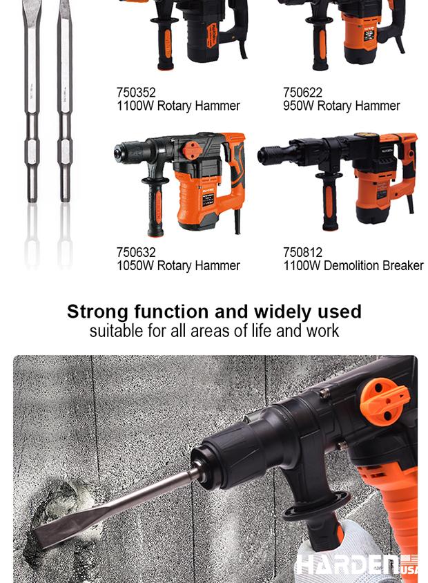 Talhadeira Encaixe Sextavado 17 mm x 280 mm HARDEN para Martelete Elétrico – Ponta ou Chata