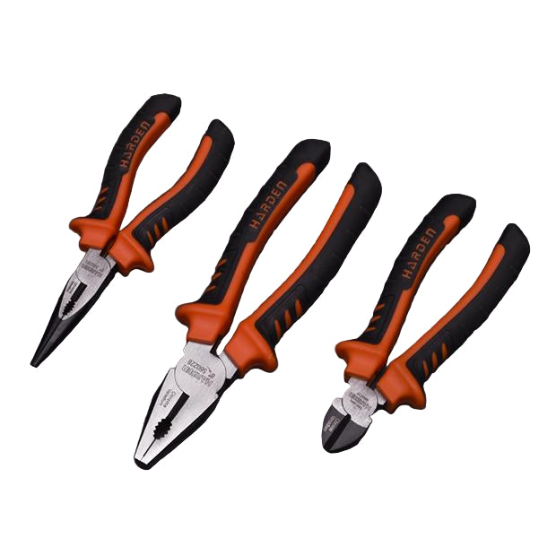 Jogo de 3 Alicates Profissionais HARDEN – Aço Cromo Vanádio (CRV) com Cabo Ergonômico
