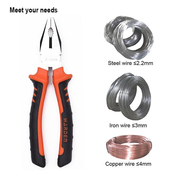 Jogo de 3 Alicates Profissionais HARDEN – Aço Cromo Vanádio (CRV) com Cabo Ergonômico