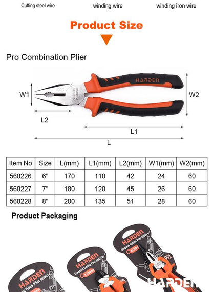 Alicate Universal Profissional HARDEN com Cabo Ergonômico TPR