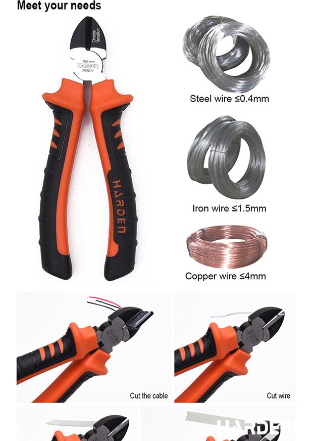 Alicate de Corte Diagonal HARDEN – Aço CR-V com Cabo Ergonômico