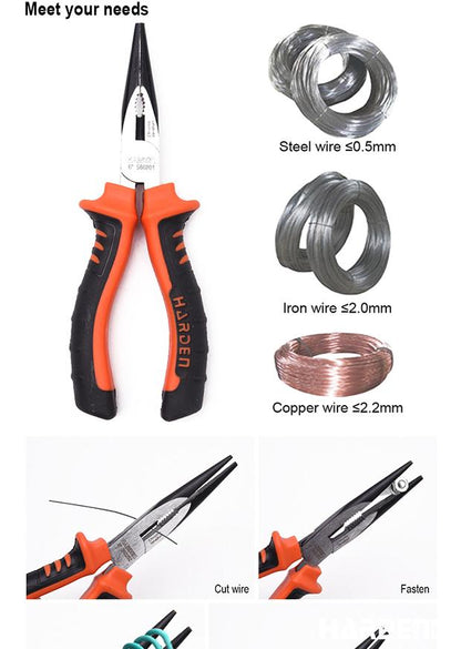 Alicate Bico Meia Cana 6" e 8" HARDEN – Cabo Ergonômico TPR e Aço CRV Endurecido