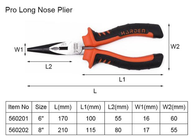 Alicate Bico Meia Cana 6" e 8" HARDEN – Cabo Ergonômico TPR e Aço CRV Endurecido
