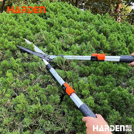 Tesoura de Cerca Viva Telescópica 710–875 mm (28–34,5") – Lâmina de Aço Carbono com Revestimento Teflon e Cabos de Alumínio
