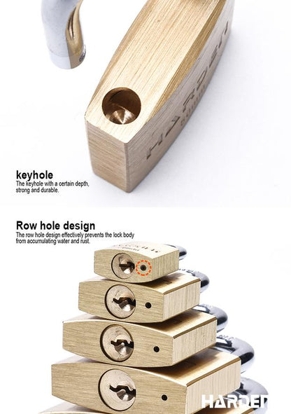 Cadeado de Latão HARDEN com Arco em Aço Temperado e Trava Dupla