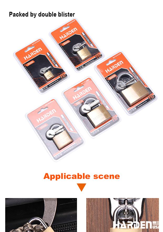 Cadeado de Latão HARDEN com Arco em Aço Temperado e Trava Dupla