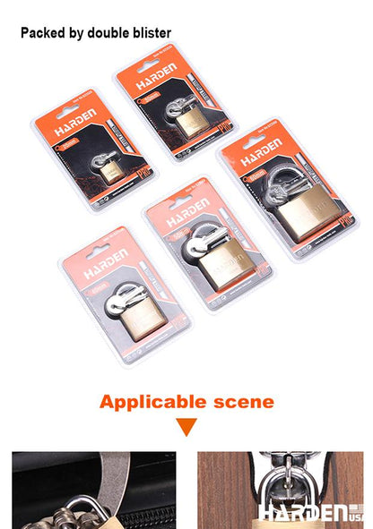 Cadeado de Latão HARDEN com Arco em Aço Temperado e Trava Dupla