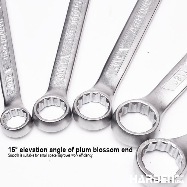 Jogo de Chaves Combinadas HARDEN 12 Peças em Aço Carbono Polido – Medidas de 1/4" a 15/16"