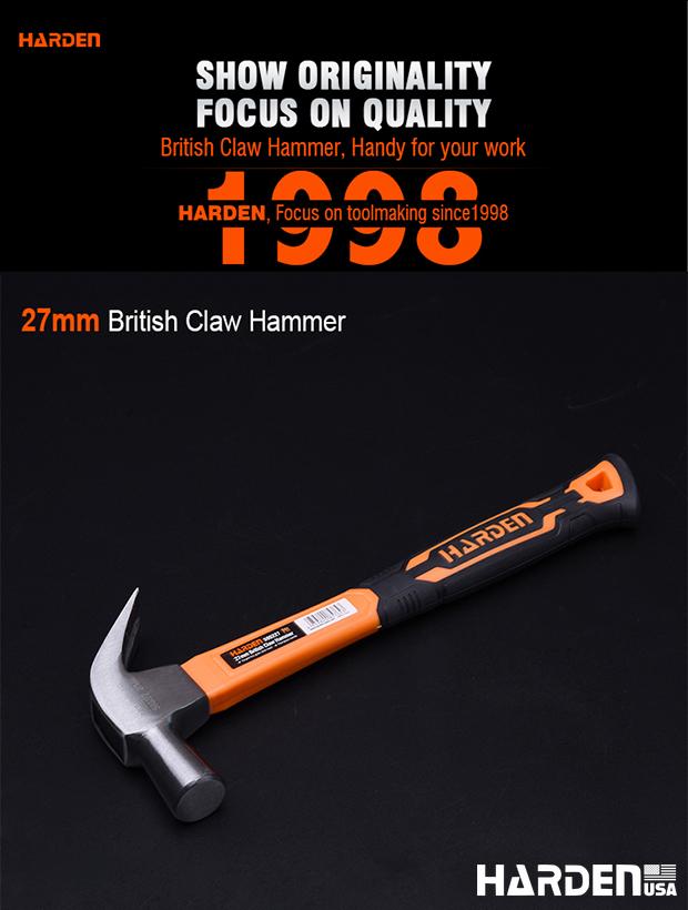 Martelo Unha HARDEN 27mm com Cabo de Fibra e Cabeça em Aço Forjado Temperado