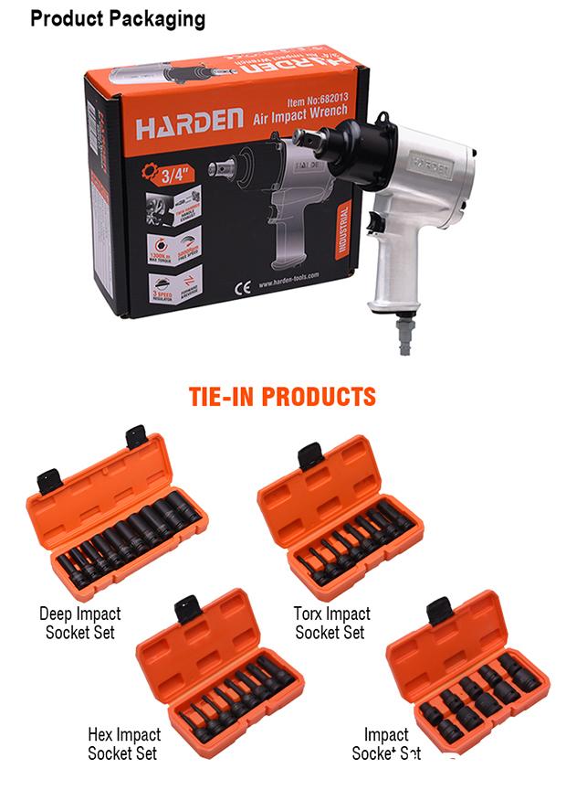 Chave de Impacto Pneumática 3/4" Harden – Alta Potência, 1200Nm de Torque, Certificação CE