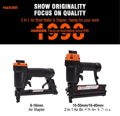 Grampeador e Pinador Pneumático HARDEN 2 em 1 18 Ga para Marcenaria e Montagem