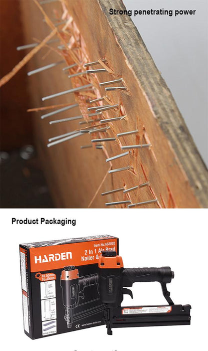 Grampeador e Pinador Pneumático HARDEN 2 em 1 18 Ga para Marcenaria e Montagem
