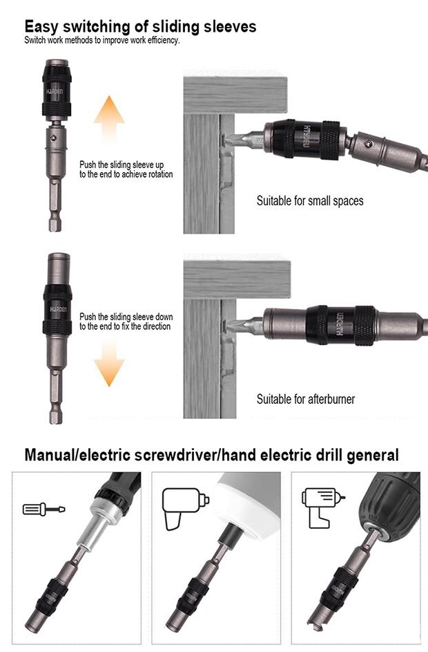 Suporte Universal Articulado HARDEN 1/4” (6,35 mm) x 90 mm para Bits de Parafusadeira